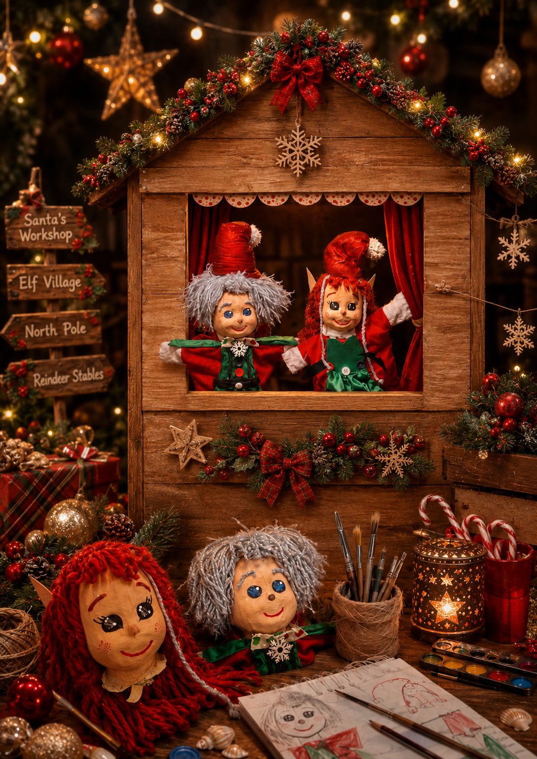 Spectacle de marionnettes pour enfants dans un castelet